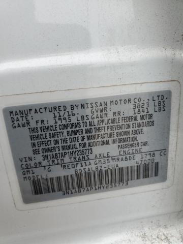 3N1AB7AP1HY235773 - 2017 NISSAN SENTRA S WHITE photo 13