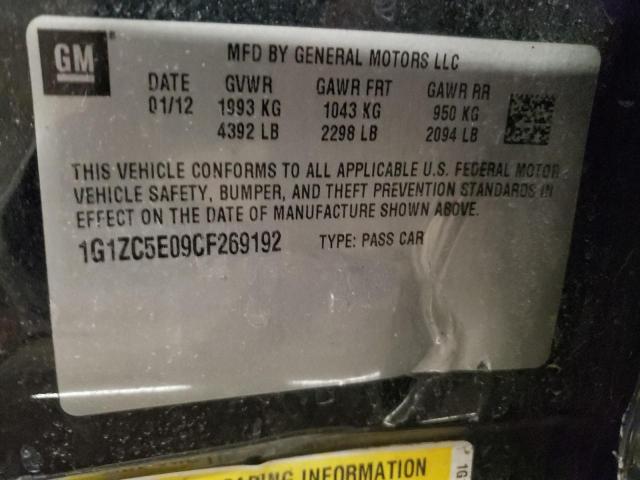 1G1ZC5E09CF269192 - 2012 CHEVROLET MALIBU 1LT CHARCOAL photo 12