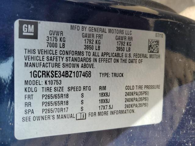 1GCRKSE34BZ107468 - 2011 CHEVROLET SILVERADO K1500 LT BLUE photo 13