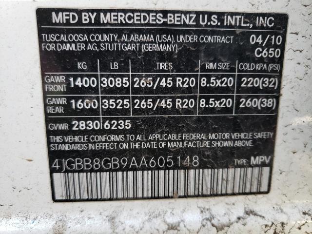 4JGBB8GB9AA605148 - 2010 MERCEDES-BENZ ML 350 4MATIC WHITE photo 13