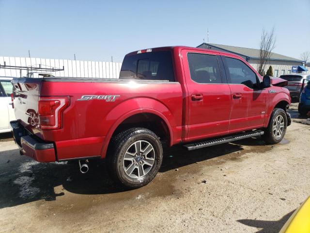 1FTEW1EG7FFB19704 - 2015 FORD F150 SUPERCREW RED photo 3