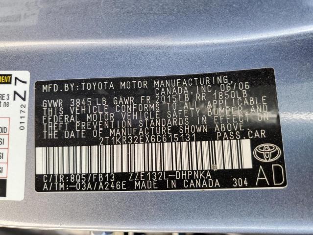 2T1KR32EX6C615131 - 2006 TOYOTA COROLLA MA XR BLUE photo 12
