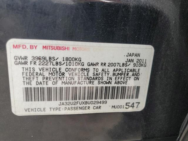 JA32U2FUXBU029499 - 2011 MITSUBISHI LANCER ES/ES SPORT BLACK photo 12