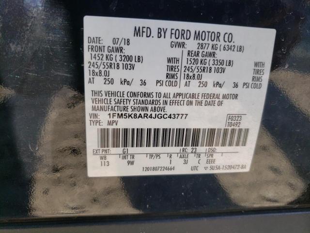 1FM5K8AR4JGC43777 - 2018 FORD EXPLORER POLICE INTERCEPTOR შავი ფოტო 13