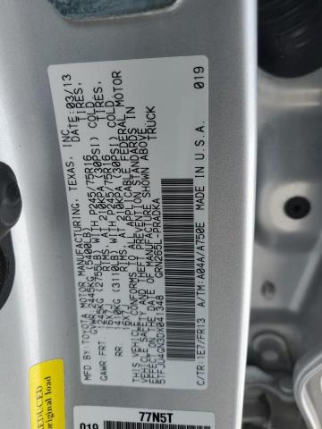 5TFJU4GN3DX041348 - 2013 TOYOTA TACOMA DOUBLE CAB PRERUNNER SILVER photo 12