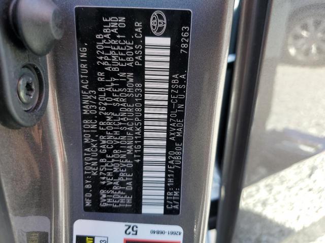 4T1G11AK5PU801538 - 2023 TOYOTA CAMRY SE NIGHT SHADE GRAY photo 12