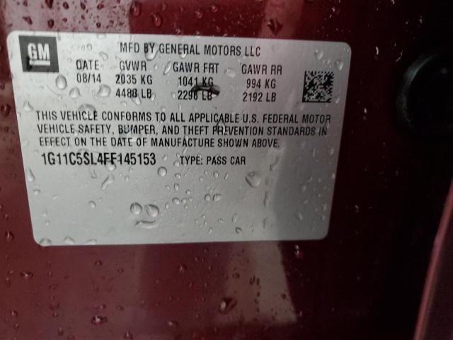 1G11C5SL4FF145153 - 2015 CHEVROLET MALIBU 1LT Марун фото 12