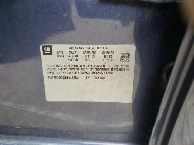 1G11C5SLXEF236068 - 2014 CHEVROLET MALIBU 1LT BLUE photo 12