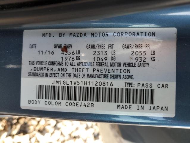 JM1GL1V51H1120816 - 2017 MAZDA 6 TOURING BLUE photo 13