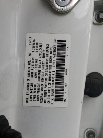 19UUB1F31JA001416 - 2018 ACURA TLX WHITE photo 12