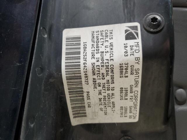 1G8AZ52F64Z149727 - 2004 SATURN ION LEVEL 2 BLACK photo 12
