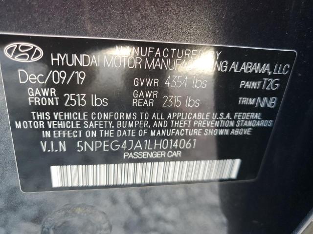 5NPEG4JA1LH014061 - 2020 HYUNDAI SONATA SE GRAY photo 12