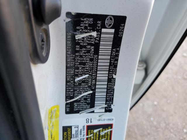 4T1BK1EB7DU009226 - 2013 TOYOTA AVALON BASE 白色 照片 12