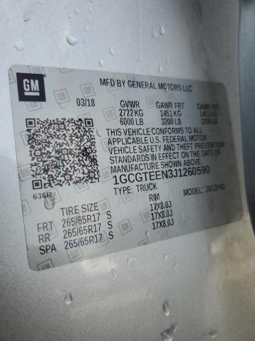 1GCGTEEN3J1260590 - 2018 CHEVROLET COLORADO ZR2 SILVER photo 13