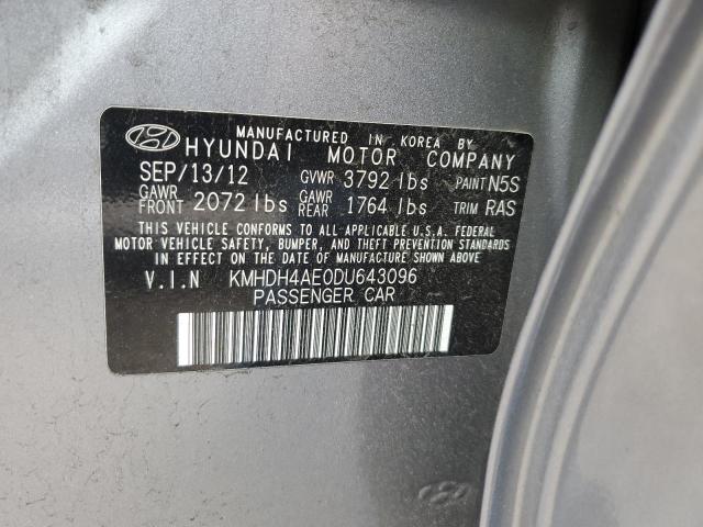 KMHDH4AE0DU643096 - 2013 HYUNDAI ELANTRA GLS GRAY photo 12