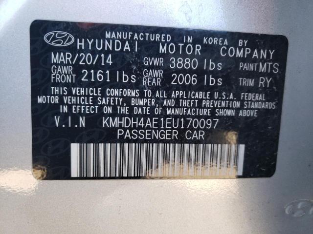 KMHDH4AE1EU170097 - 2014 HYUNDAI ELANTRA SE SILVER photo 13