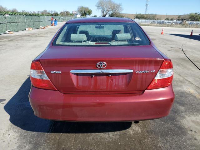 4T1BE32K32U012631 - 2002 TOYOTA CAMRY LE BURGUNDY photo 6