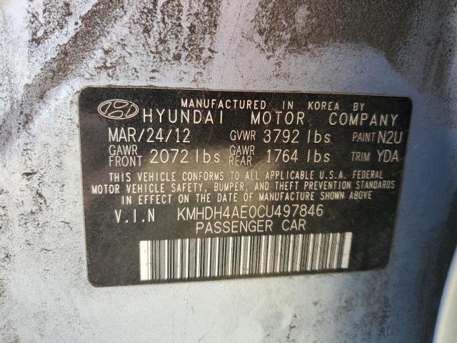 KMHDH4AE0CU497846 - 2012 HYUNDAI ELANTRA GLS BLUE photo 12