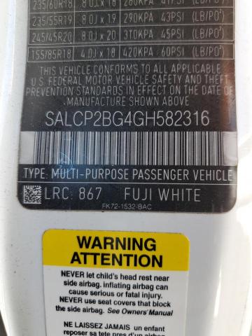 SALCP2BG4GH582316 - 2016 LAND ROVER DISCOVERY SE WHITE photo 14