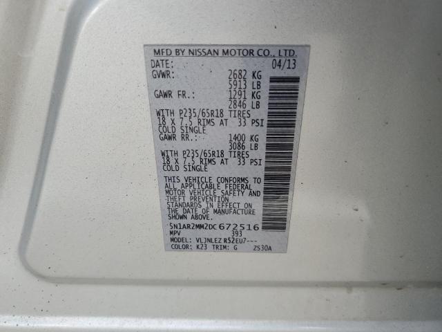 5N1AR2MM2DC672516 - 2013 NISSAN PATHFINDER S SILVER photo 12