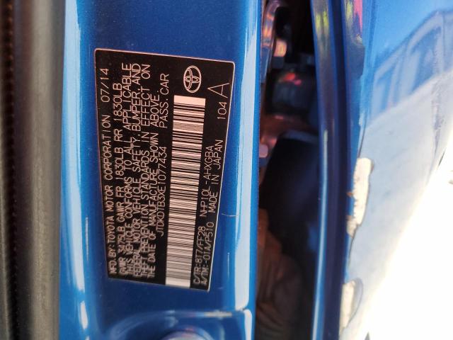 JTDKDTB3XE1077434 - 2014 TOYOTA PRIUS C BLUE photo 12