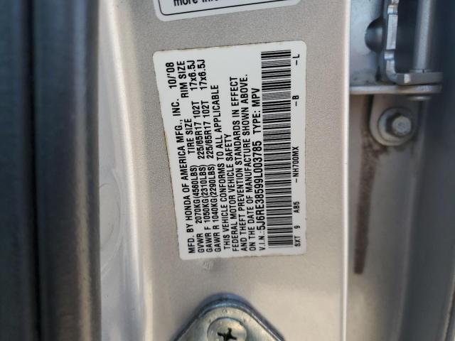 5J6RE38599L003785 - 2009 HONDA CR-V EX SILVER photo 12