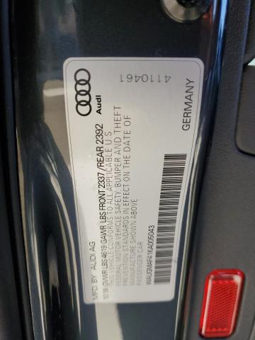 WAUGMAF41KA005043 - 2019 AUDI A4 PREMIUM GRAY photo 12