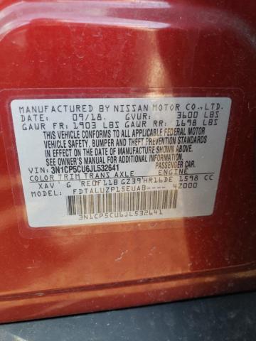 3N1CP5CU6JL532641 - 2018 NISSAN KICKS S RED photo 12