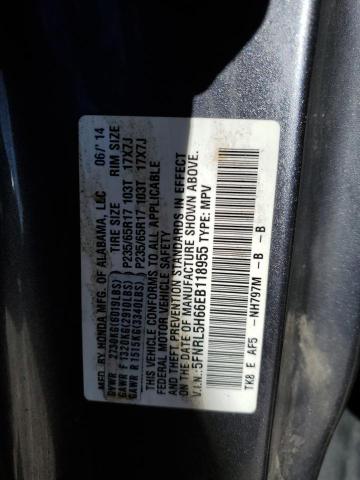 5FNRL5H66EB118955 - 2014 HONDA ODYSSEY EXL CHARCOAL photo 13