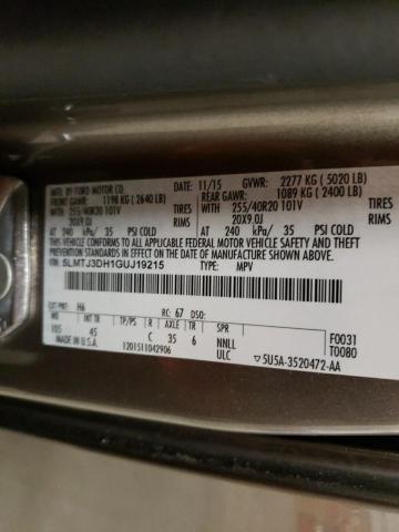 5LMTJ3DH1GUJ19215 - 2016 LINCOLN MKC RESERVE GOLD photo 12