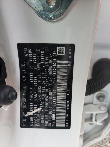 JHMFC1F77JX027182 - 2018 HONDA CIVIC EXL თეთრი ფოტო 12