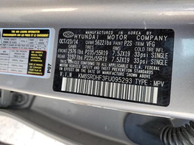 KM8SRDHF3FU095293 - 2015 HYUNDAI SANTA FE GLS SILVER photo 12