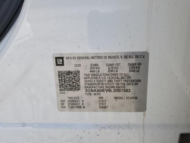 3GNAXHEV9LS597883 - 2020 CHEVROLET EQUINOX LS WHITE photo 13