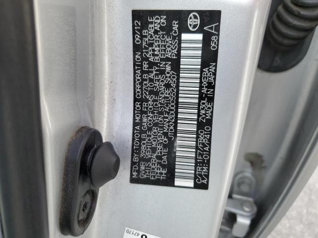 JTDKN3DU0C5524507 - 2012 TOYOTA PRIUS SILVER photo 13