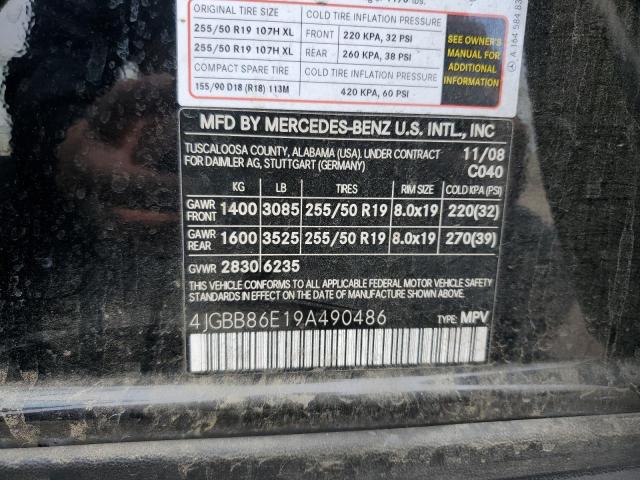 4JGBB86E19A490486 - 2009 MERCEDES-BENZ ML 350 BLACK photo 13