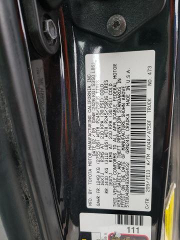 5TEUU42N49Z656432 - 2009 TOYOTA TACOMA ACCESS CAB შავი ფოტო 12