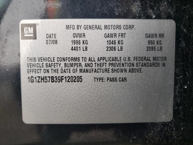 1G1ZH57B39F120205 - 2009 CHEVROLET MALIBU 1LT CHARCOAL photo 12