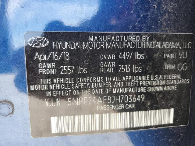 5NPE24AF8JH703649 - 2018 HYUNDAI SONATA SE BLUE photo 13