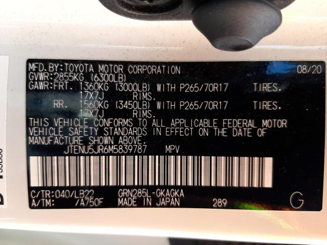 JTENU5JR6M5839787 - 2021 TOYOTA 4RUNNER SR5/SR5 PREMIUM 白色 照片 14