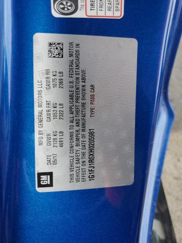 1G1FJ1R6XH0205981 - 2017 CHEVROLET CAMARO ZL1 蓝色 照片 12