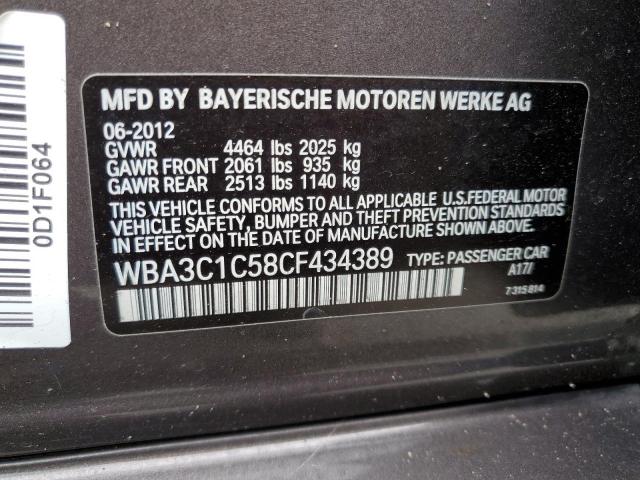 WBA3C1C58CF434389 - 2012 BMW 328 I SULEV CHARCOAL photo 12