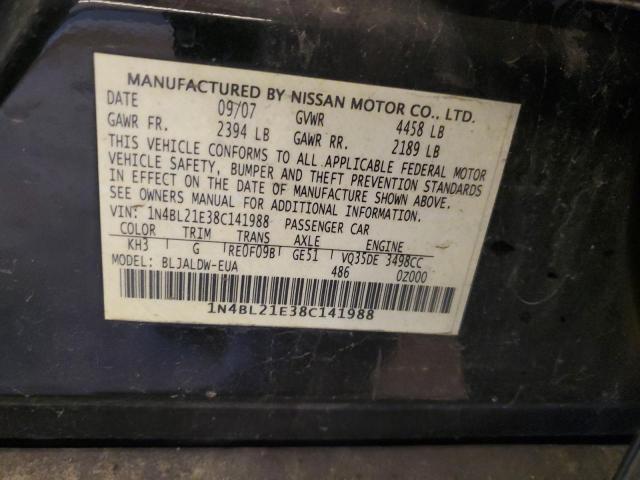 1N4BL21E38C141988 - 2008 NISSAN ALTIMA 3.5SE BLACK photo 12