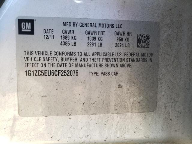 1G1ZC5EU6CF252076 - 2012 CHEVROLET MALIBU 1LT 银色 照片 12