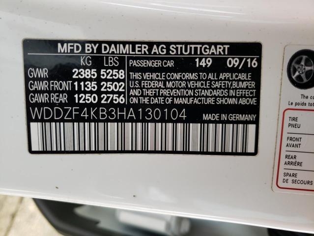 WDDZF4KB3HA130104 - 2017 MERCEDES-BENZ E 300 4MATIC WHITE photo 13