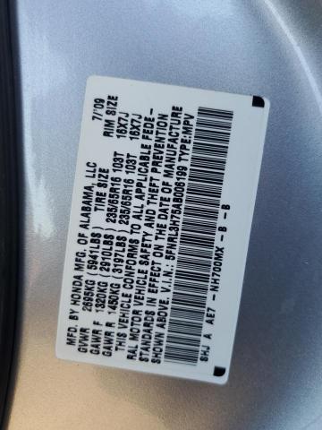 5FNRL3H75AB006199 - 2010 HONDA ODYSSEY EXL SILVER photo 13