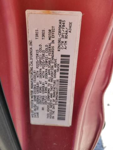 5TESM92N62Z111116 - 2002 TOYOTA TACOMA XTRACAB PRERUNNER წითელი ფოტო 12