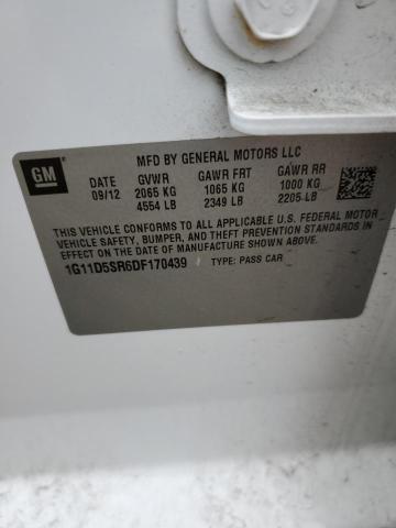 1G11D5SR6DF170439 - 2013 CHEVROLET MALIBU 1LT 白色 照片 12