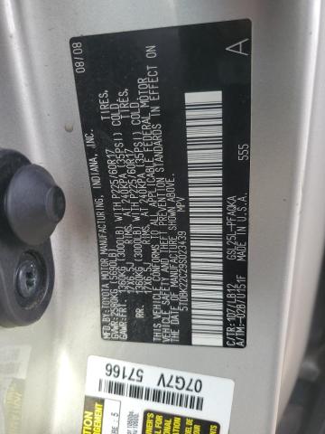 5TDBK22C29S023439 - 2009 TOYOTA SIENNA XLE Gümüş foto 13