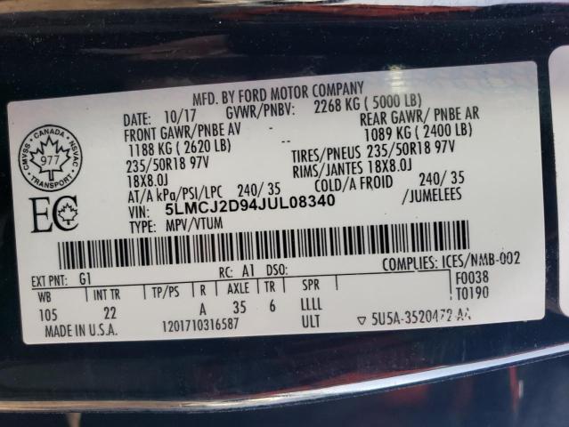 5LMCJ2D94JUL08340 - 2018 LINCOLN MKC SELECT 黑色 照片 14