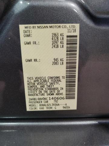 1N4BL4BV0KC140606 - 2019 NISSAN ALTIMA S GRAY photo 12